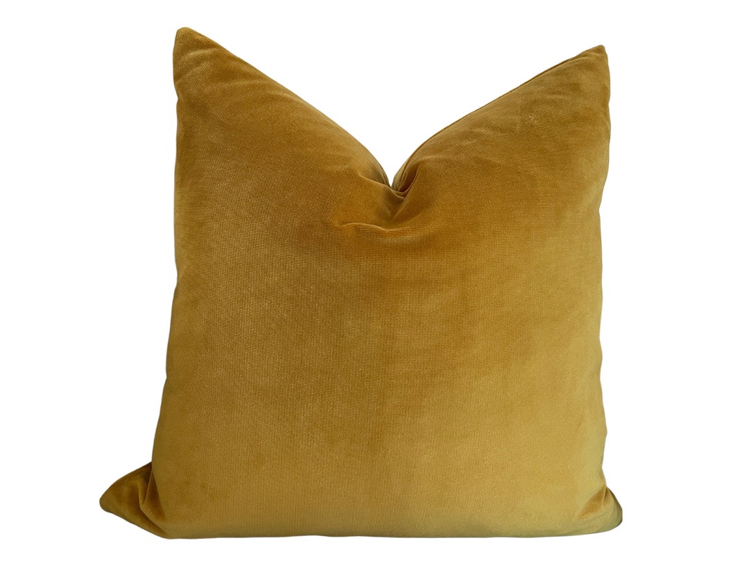 Yellow Mustard Velvet Pillow Cover, Yellow Velvet Pillow, Dark Yellow