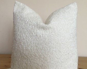 white boucle pillow cover, boho pillow, christmas pillow, neutral pillow, white pillow, fur pillow, ivory throw pillow, sherpa pillow,
