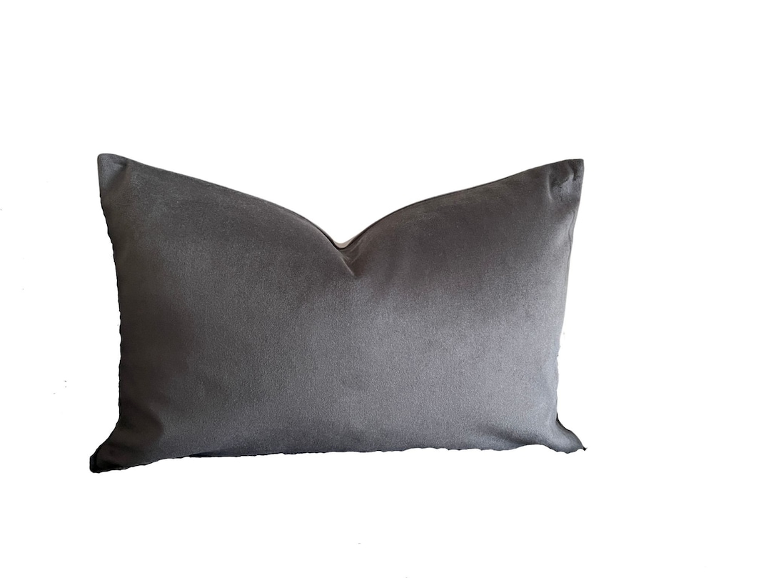 Dark Gray Velvet Pillow Cover. Gray Pillow Cover, Charcoal Gray Cushion, Gray Extra Large Pillow ...