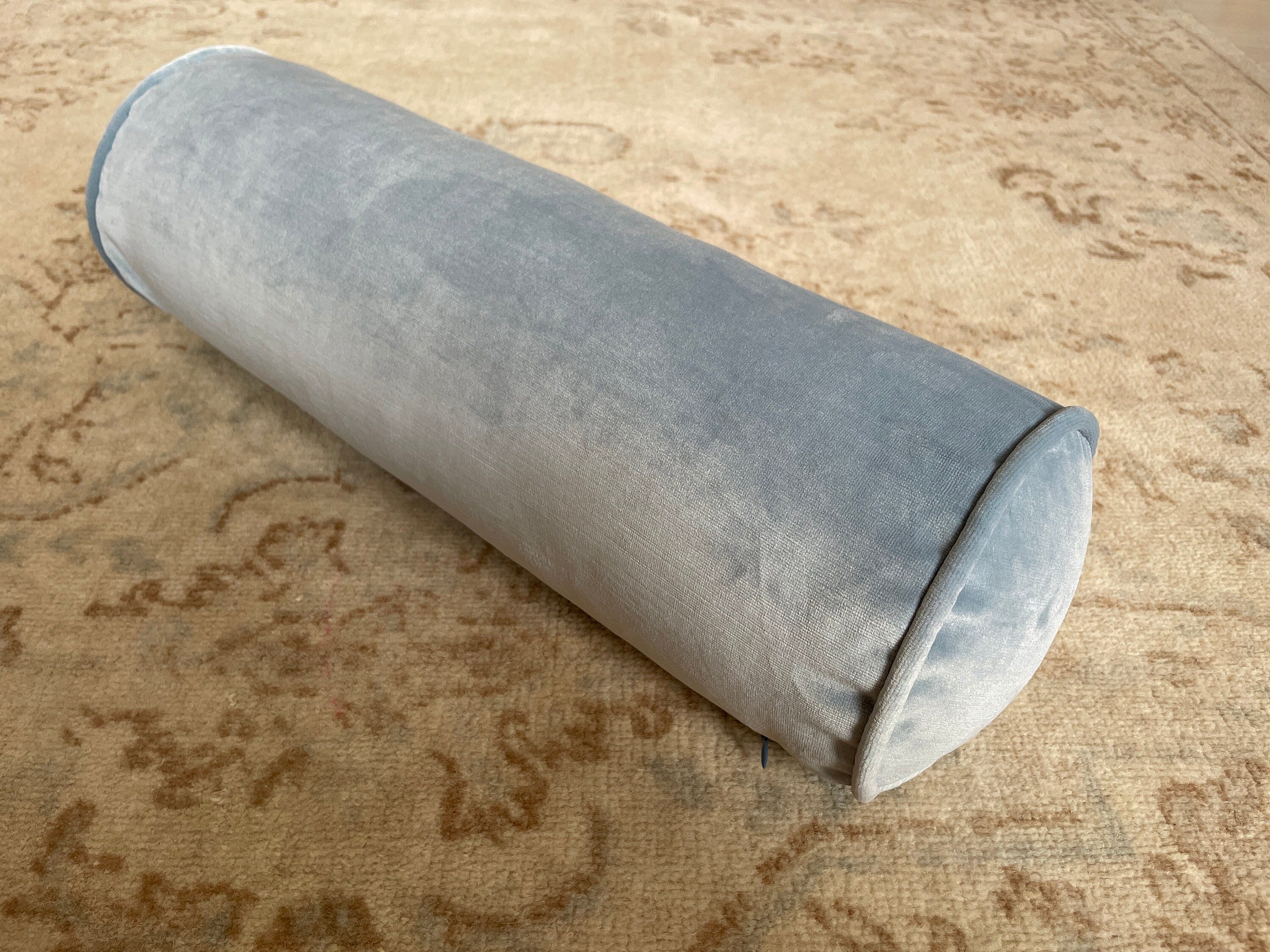 Extra Long Velvet Bolster Pillow With Piping and a Dacron-wrapped