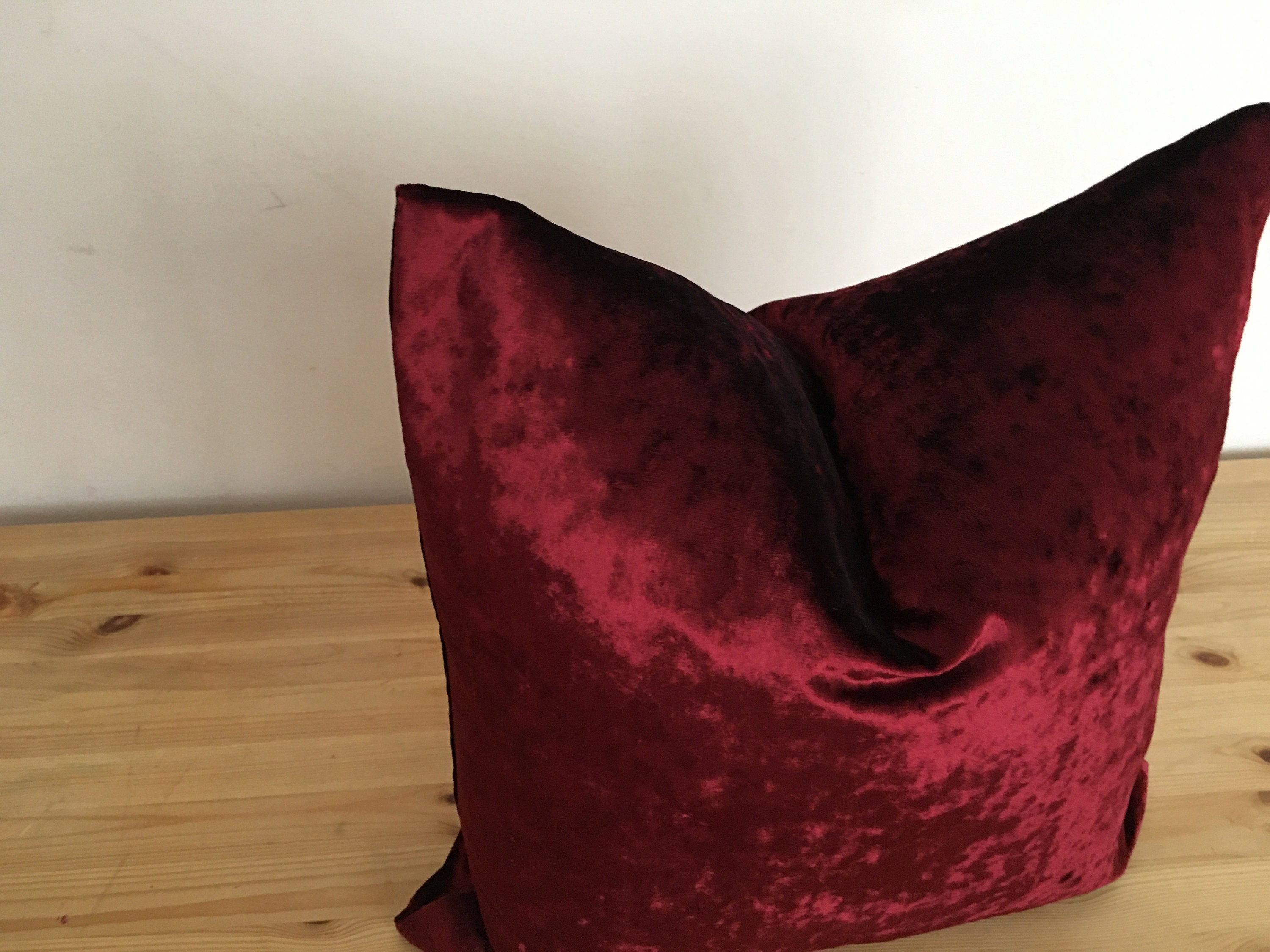 Red velvet pillow cover red crushed velvet pillow dark red Etsy