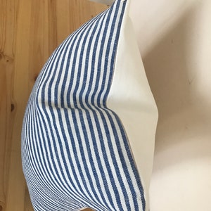 Blue white pillow cover, navy linen pillow, Hampton pillow, navy coastal pillow, royal blue pillow, skinny stripe cushion cover