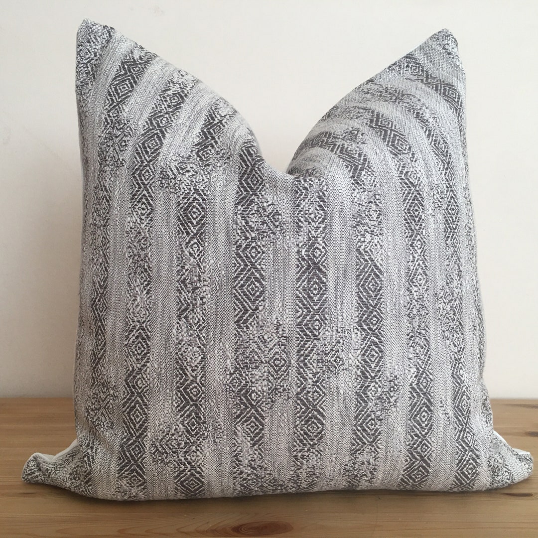Gray Distressed Pillow Cover,gray Stonewashed Pillow, Woven Pillow