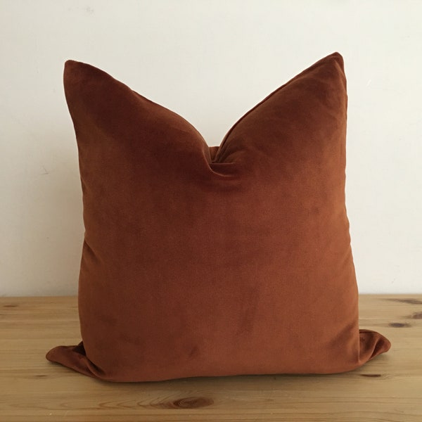 rust velvet pillow cover,pumpkin pillow, halloween pillow, terracotta throw pillow, euro sham cover, lumbar velvet pillow, long pillow