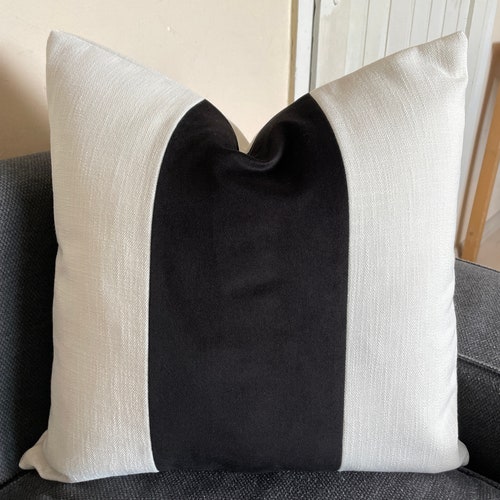 Black and White Basketweave Woven Pillow Cover Natural Linen Etsy