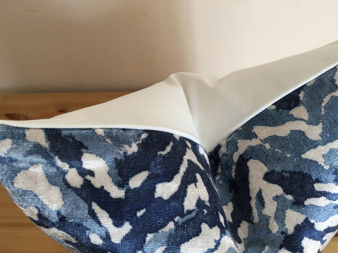 Blue white animal print velvet pillow cover animal pint Etsy