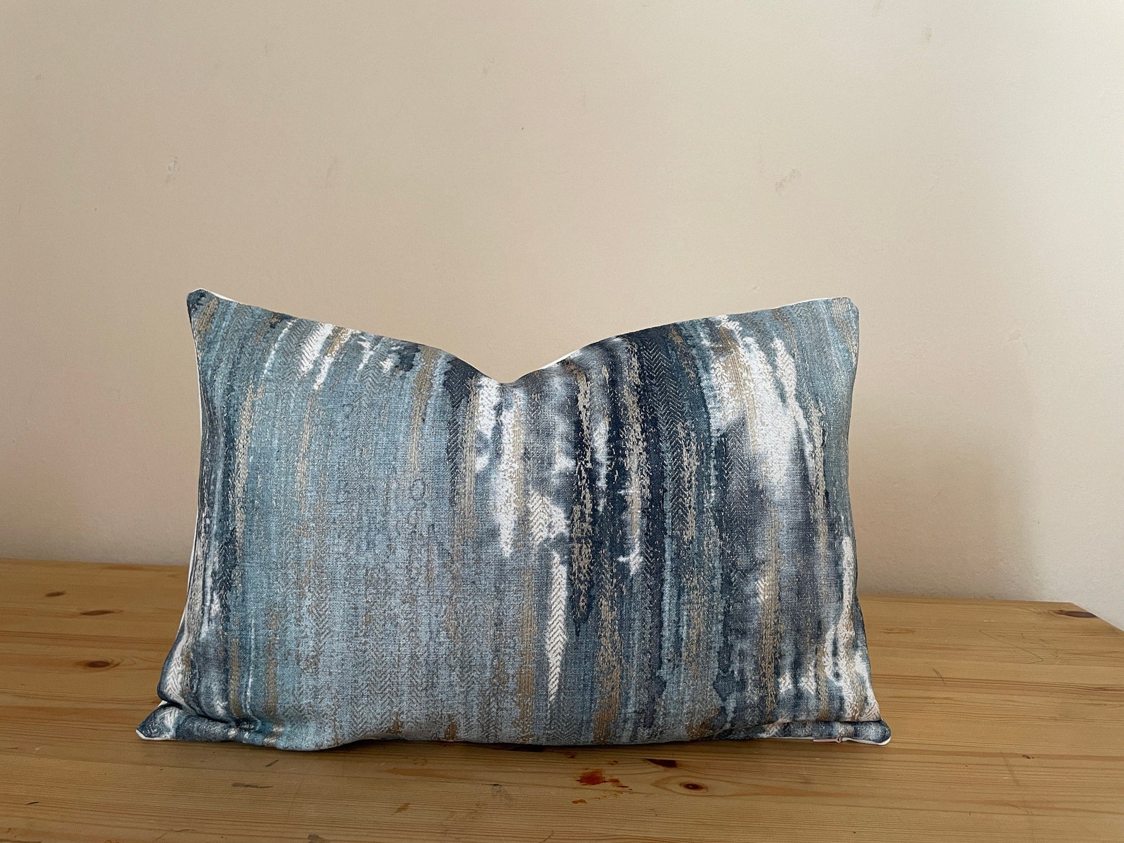 Teal Blue Pillow Cover Blue White Shimmer Pillow Blue Etsy