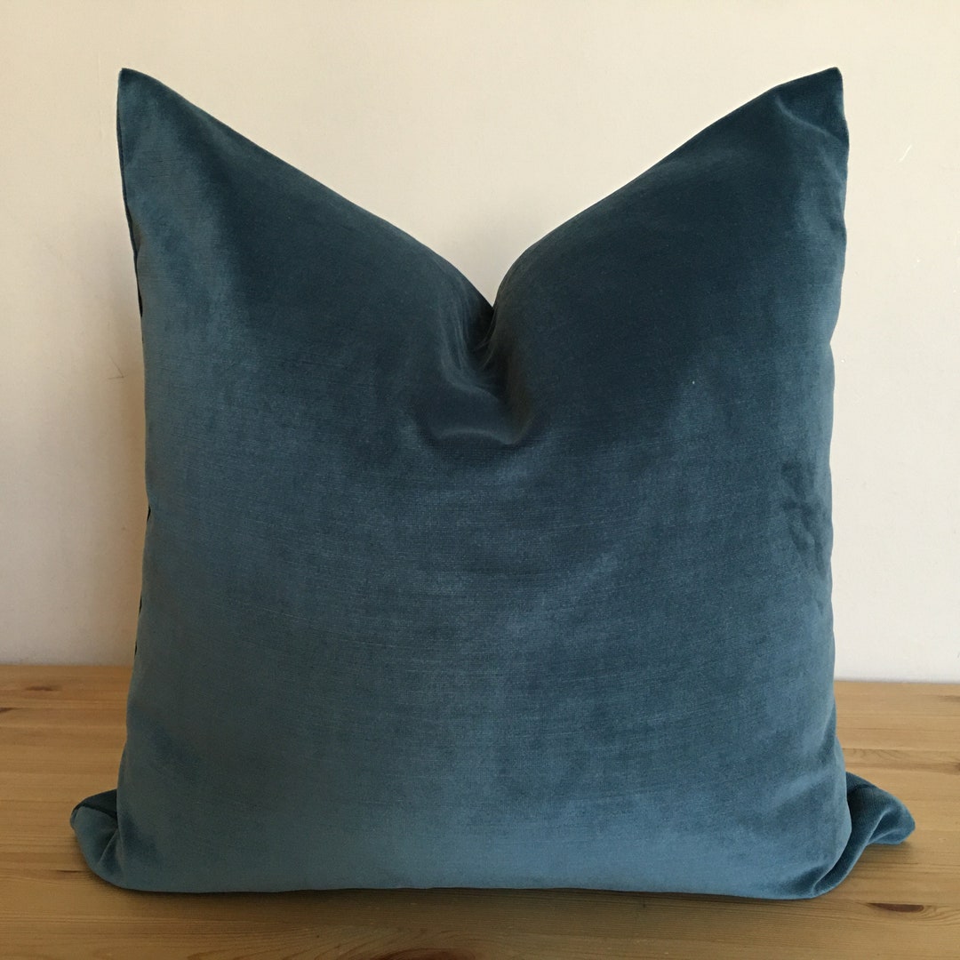 Teal Blue Velvet Pillow Cover Teal Pillow Velvet Pillow Etsy