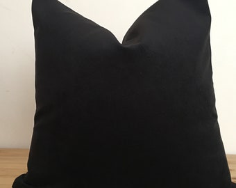 black velvet pillow cover, black velvet throw pillow, black velvet accent pillow, black pillow cover, solid velvet pillow cover