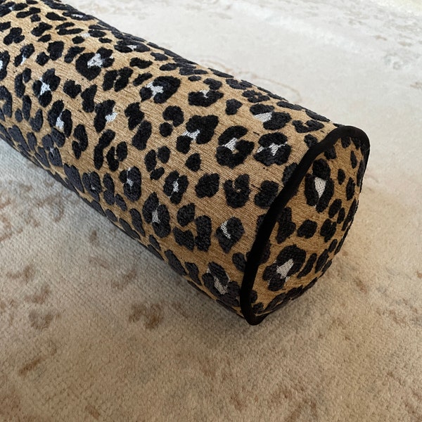 Leopard bolster pillow cover, Camel black white pillow, Serengeti pillow, Cyclinder pillow, Neckroll pillow