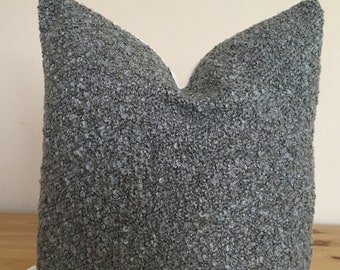 gray boucle pillow, boucle pillow cover, sherpa pillow, fuzzy pillow, gray cushion cover, gray accent pillow, gray cozy pillow, fall pillow