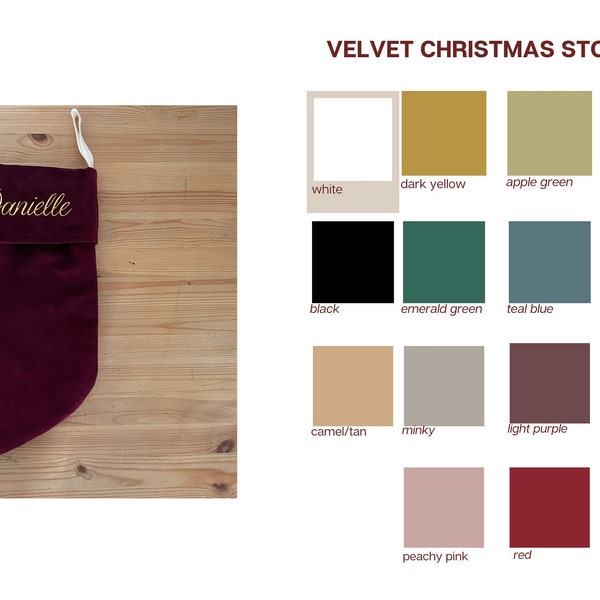 Personalized Christmas stocking, Velvet Christmas stocking, Monogramming Christmas stocking, All color stocking, Family Christmas stockings