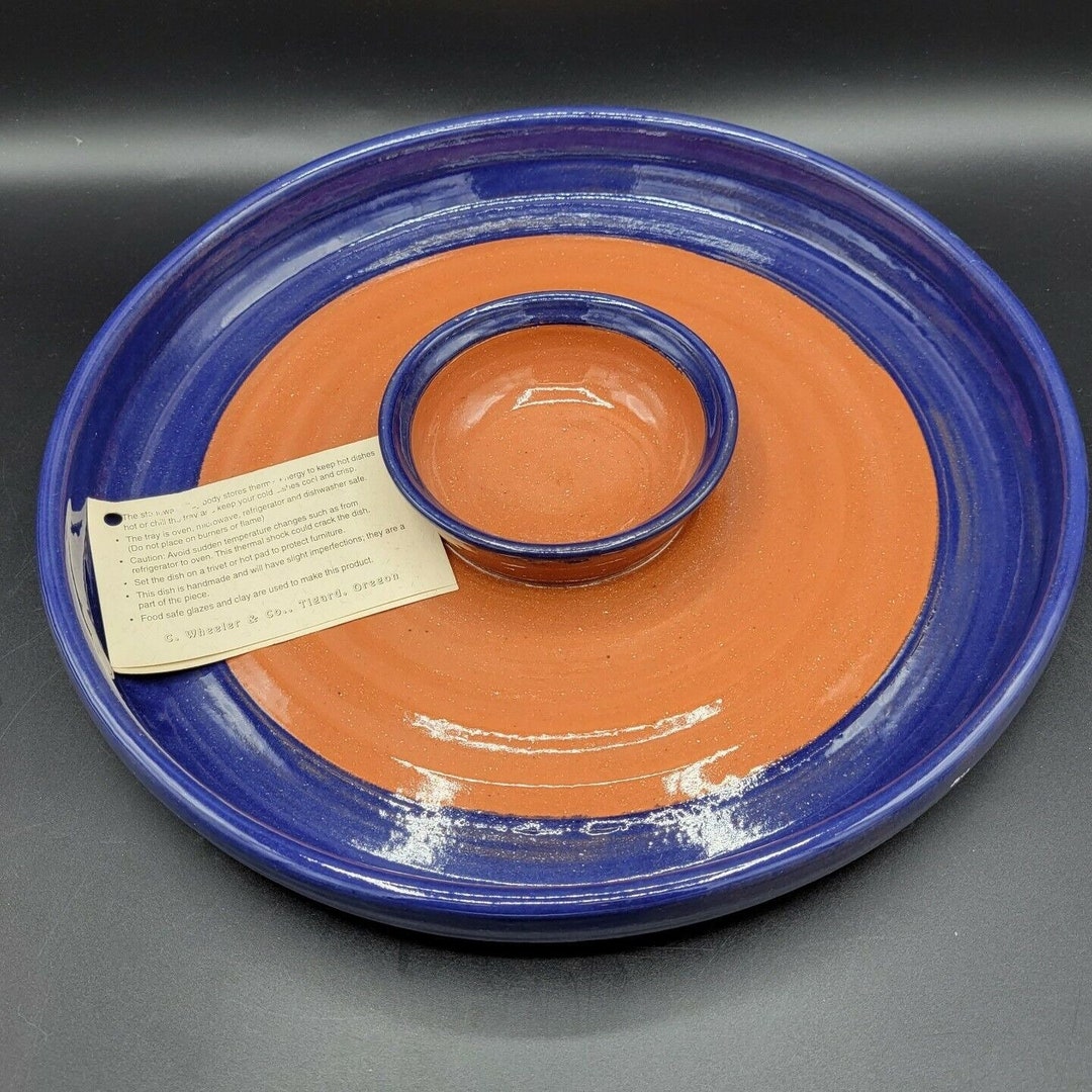 Art Pottery Chip and Dip Bowl by C.wheeler & Co. Oregon Nwt Southwest