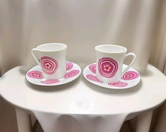 Porcelanowa filiżanka do espresso i spodek MCM Bavaria German Flower Power Boho