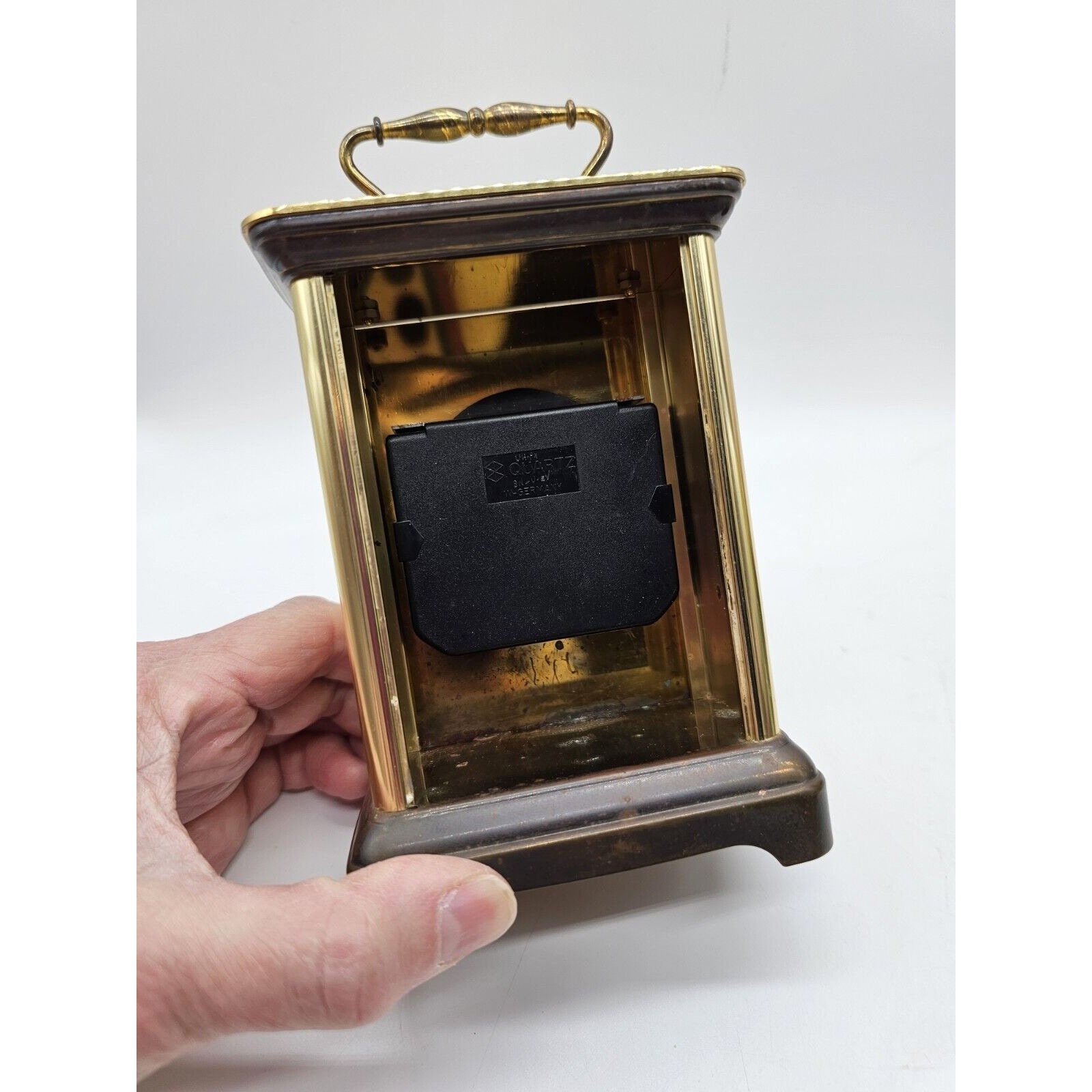 Woodford Quartz Brass Carriage Style Mantel Clock Vintage West Germany