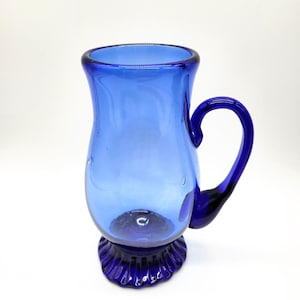 Cobalt Blue Art Glass 7.5&quot; Tankard Stein Mug Handmade Vintage