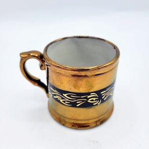 Antique Copperware Lusterware Small Child&#39;s Cup Brillant Gold HandleRARE