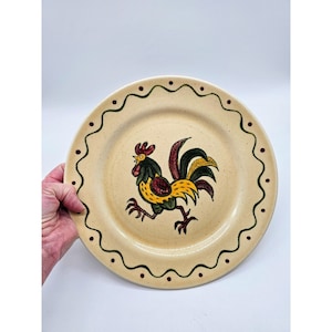 Metlox Poppytrail MCM California Pottery Rooster 10" Dinner Dish Country Rustic