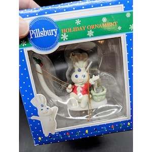 Vintage 1990s Pillsbury Dough Boy Christmas Tree Ornament With Original Box