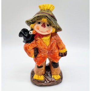 Figura de espantapájaros vintage de Halloween con truco o trato de otoño hecha en Japón