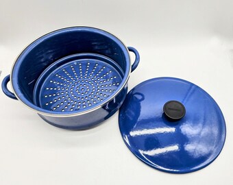 Le Creuset Cousances Replacement Steamer & Lid Cast Iron Enamel Made France Blue