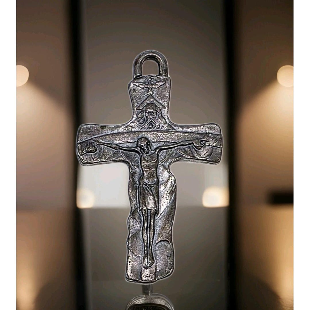 Vintage Silver Plated Crucifix Cross Pendant From Italy Religious ...