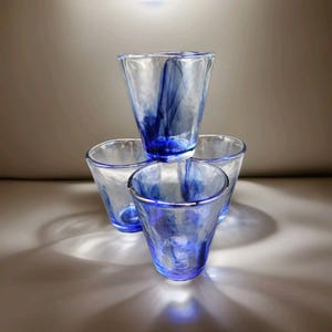 Bormiolo Rocco Murano Art Glass Blue Swirl 4&quot; Glass Set of 4 MCM Boho Barware
