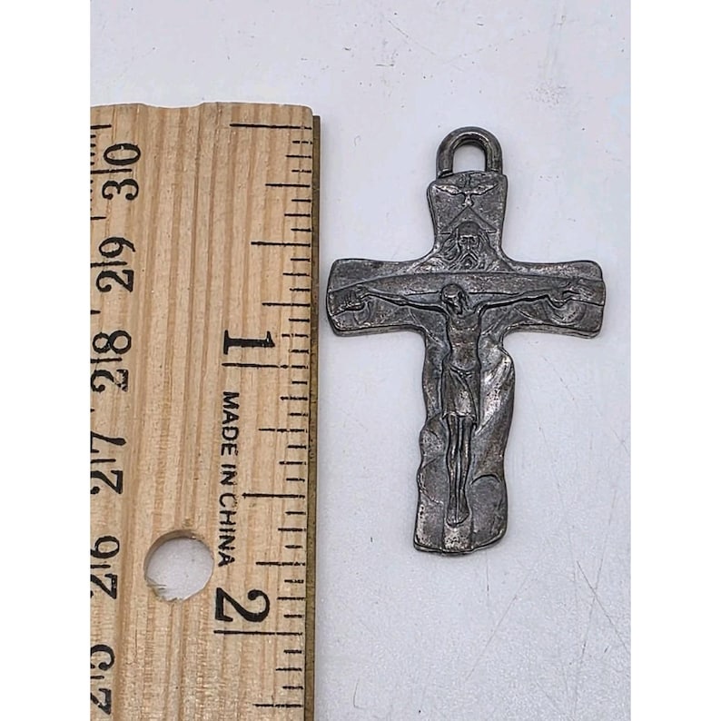 Vintage Silver Plated Crucifix Cross Pendant From Italy Religious ...