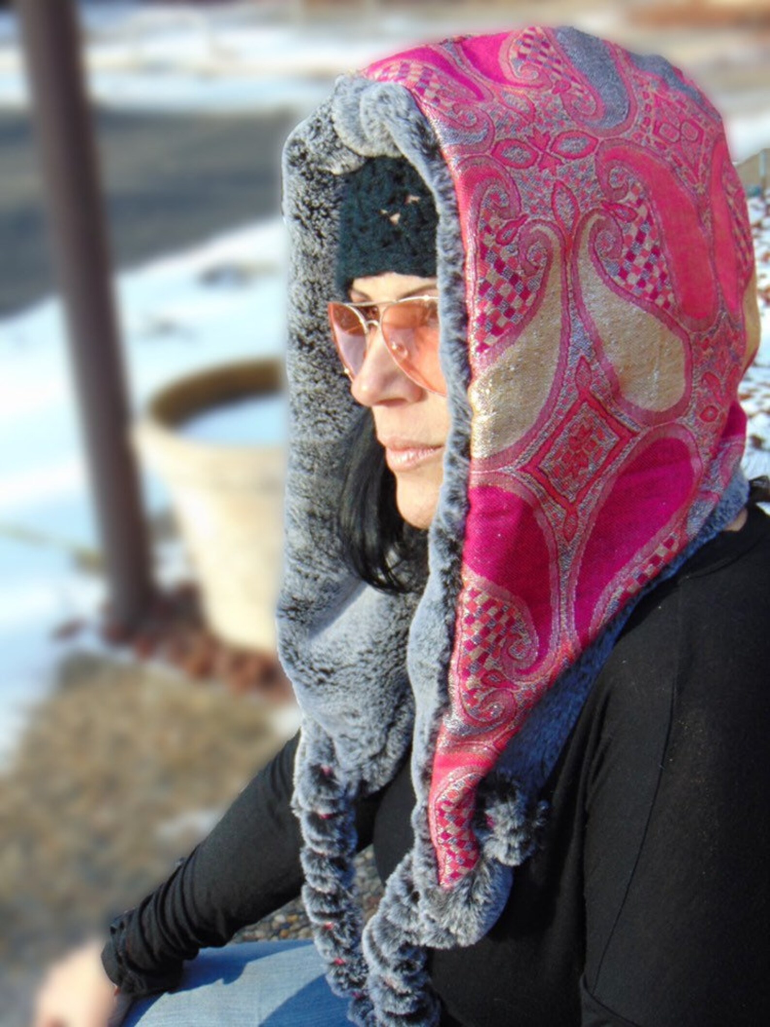 Gypsy Pashmina Hood Faux Fur EDM Festival Hoodie Etsy