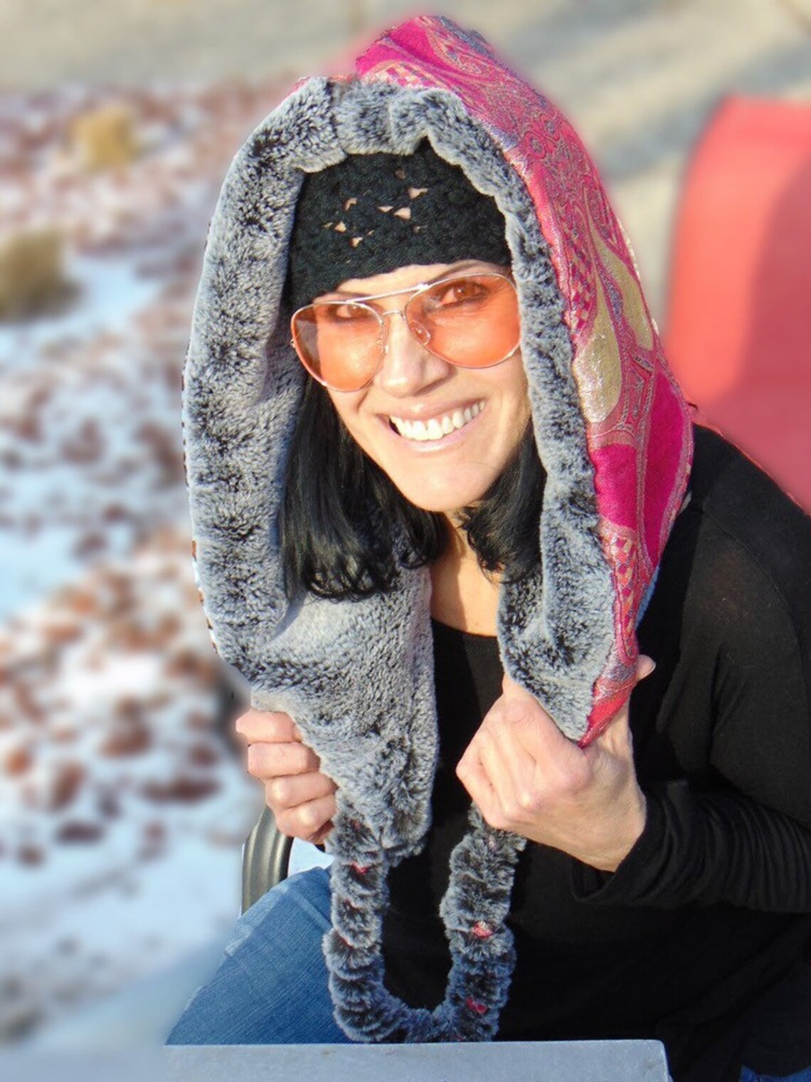 Gypsy Pashmina Hood Faux Fur EDM Festival Hoodie Etsy