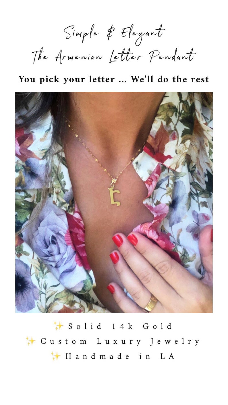 Armenian Letter Pendant Yellow 14K Gold Custom Luxury Jewelry