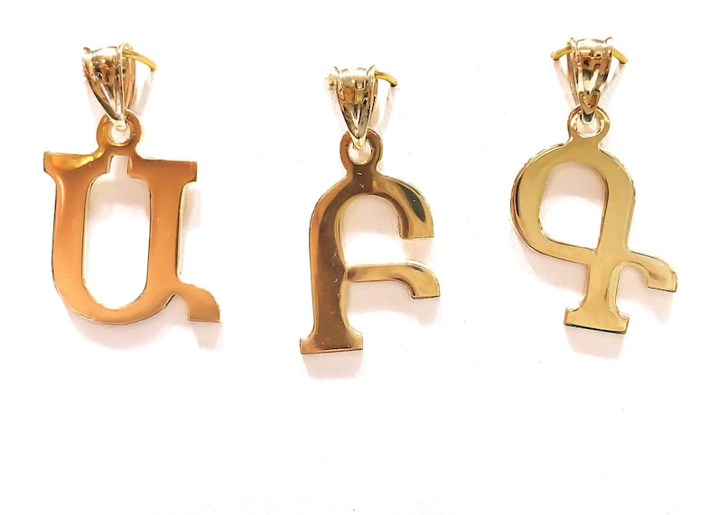 Armenian Letter Pendant Yellow 14K Gold Custom Luxury Jewelry