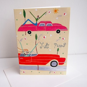 Gefeliciteerd met het behalen van je rijbewijs, net geslaagd, rode sportwagenkaart