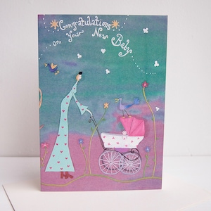 Biglietto di auguri vintage per la nascita di un neonato, biglietto di congratulazioni per la nascita di un neonato, biglietto di auguri per neonati, biglietto per neonati, biglietto per baby shower