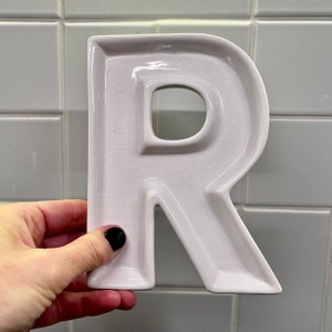 Vintage White Ceramic Letter R , Vintage White Alphabet Letter R ...