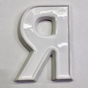 Vintage White Ceramic Letter R , Vintage White Alphabet Letter R ...