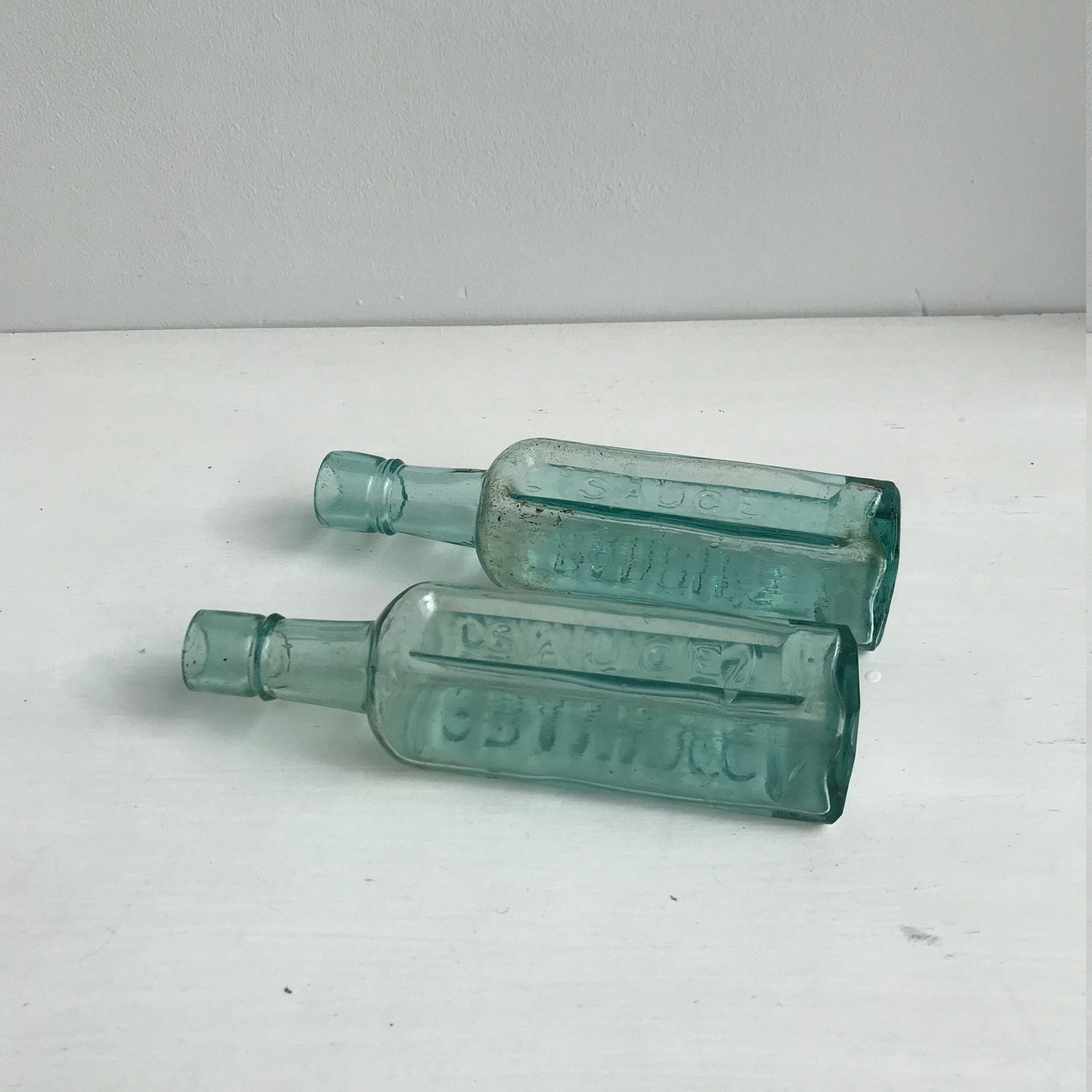 Vintage Glass Daddies and Cranny's Sauce Bottles Green - Etsy