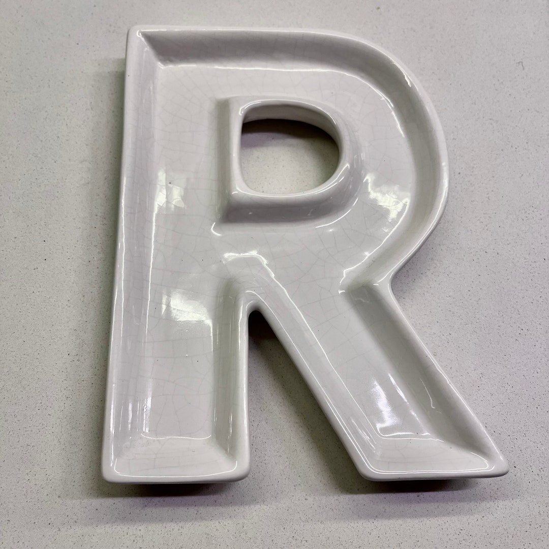 Vintage White Ceramic Letter R , Vintage White Alphabet Letter R ...