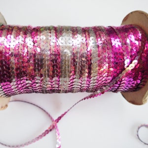 Lentejuelas vintage rosas y plateadas de 5 mm, mercería vintage, artículos de costura vintage