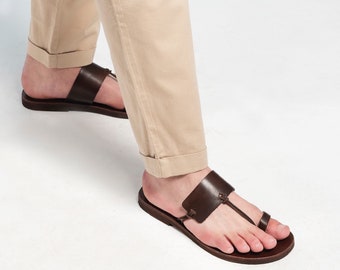 RING TOE SANDALS men leather sandals mens greek handmade summer shoes with ringtoe "Priamos"