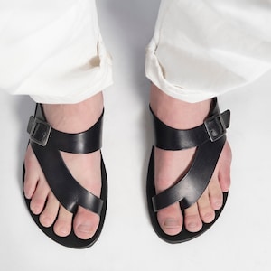 MENS LEATHER SLIDES greek sandals handmade shoes for men genuine leather &quot;Poseidon&quot;