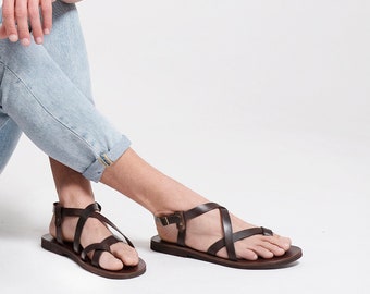 MENS LEATHER SANDALS,  strappy sandals men, summer shoes "Zeus"