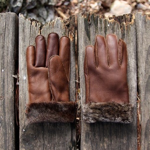 GANTS EN CUIR GANTS D'HIVER EN PEAU DE MOUTON EN CUIR MARRON image 4