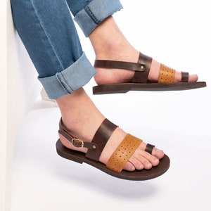 SLINGBACK SANDALS MEN leather greek toe loop &quot;Daedalus&quot;