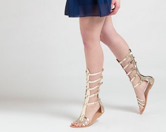 GLADIATOR SANDALS gold leather "Nemesis"