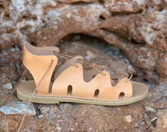 KYMA GLADIATOR SANDALS leather black sandals tie up sandals knee high