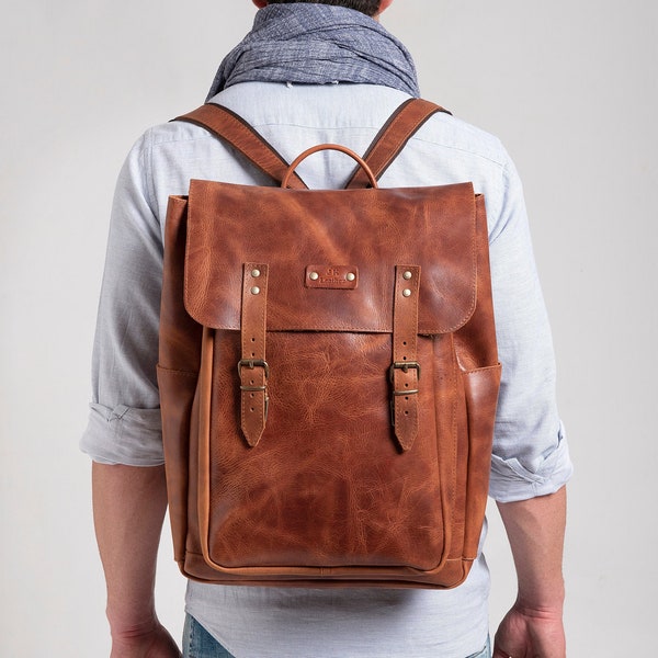 LARGE BACKPACK MEN bag weekender bag full grain leather backpack men women