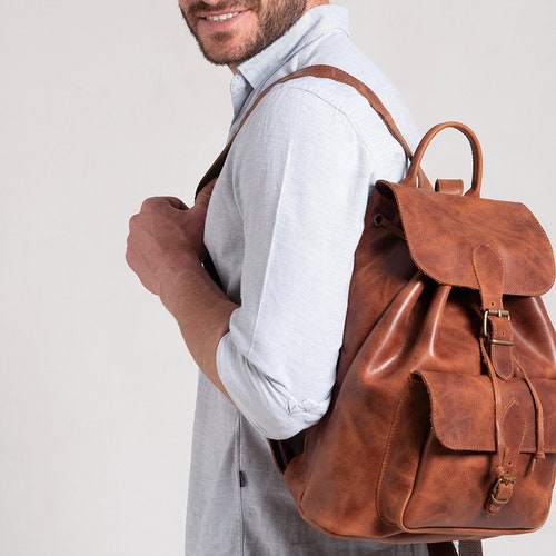 LEATHER BACKPACK LARGE Full Grain Leather Backpack Weekend Bag | Etsy