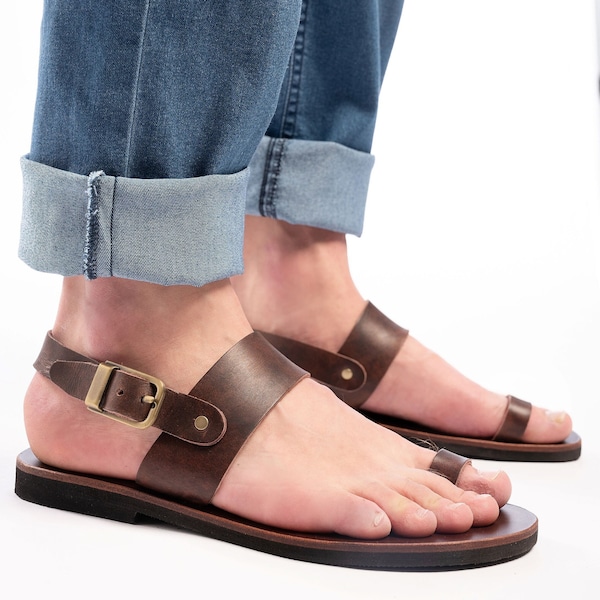 TOE RING BAREFOOT leather sandals men "Agamemnon"