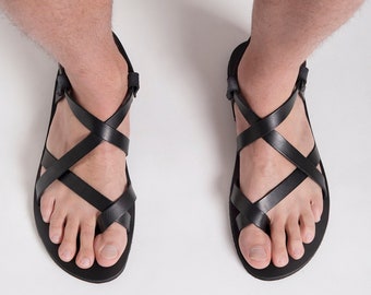 mens strappy leather sandals